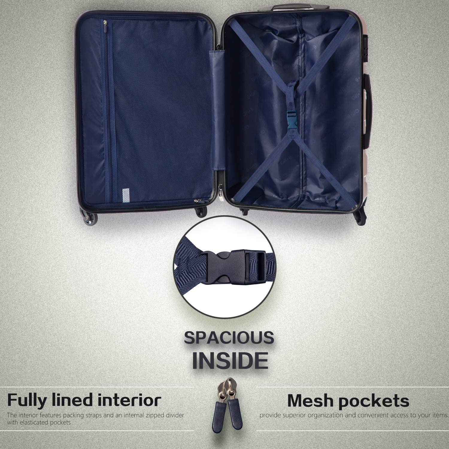 Coolife Luggage 3 Piece Set Suitcase Spinner Hardshell Lightweight TSA Lock 4 Piece Set - Image 5